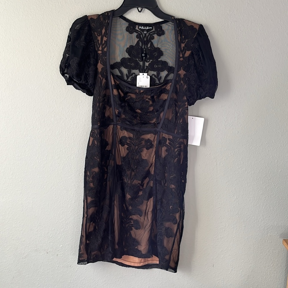 FREE PEOPLE For Love & Lemons Temecula Puff Sleeve Mini Dress size Large - Picture 4 of 8
